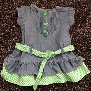 Jean dress with green trim